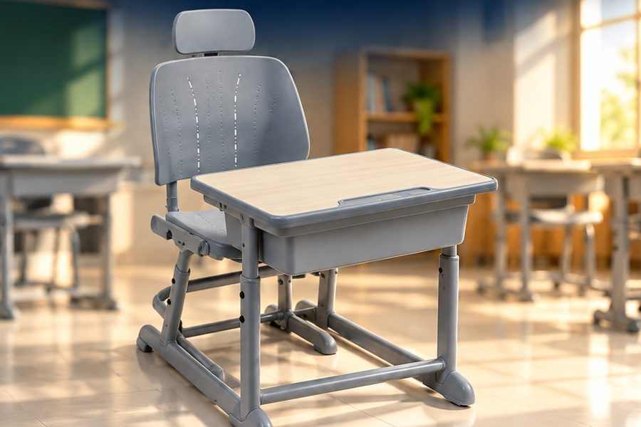 An empty Picano desk and chair