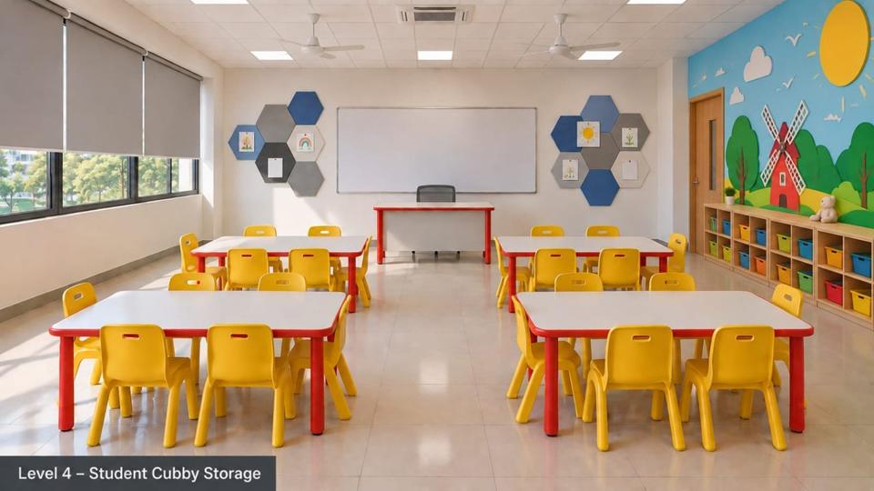 Level 4 classroom: Student cubby storage